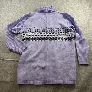 Crossroads Sweater Womens Medium Fair Isle Turtleneck Purple Pullover